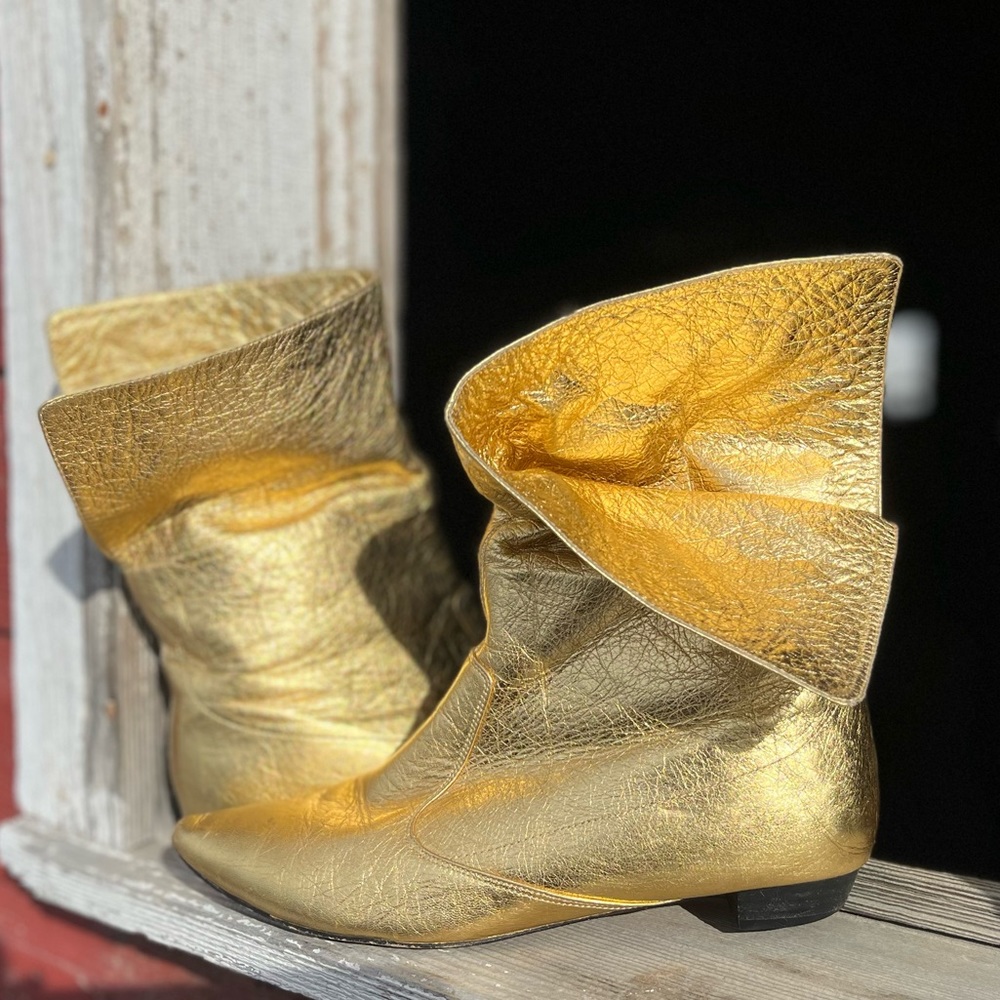 Gold Leather Boots Vero Cuoio Ziggy Stardust David Bowie Glam Rock